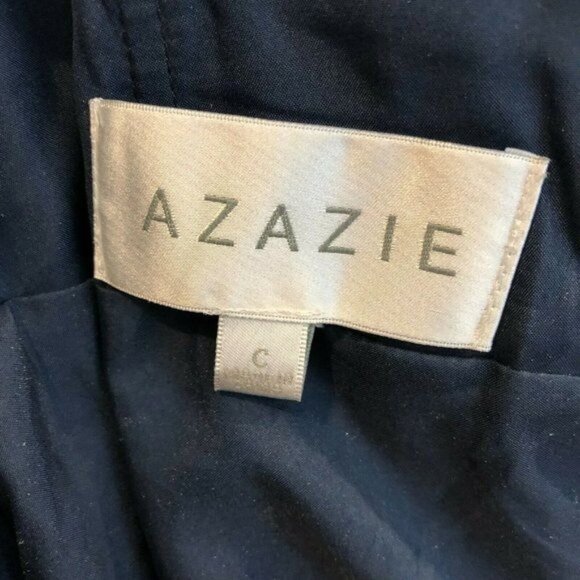 Azazie Stormy A-Line Pleated Chiffon Dress Gown Blue Custom Size See Measurement - Picture 6 of 12
